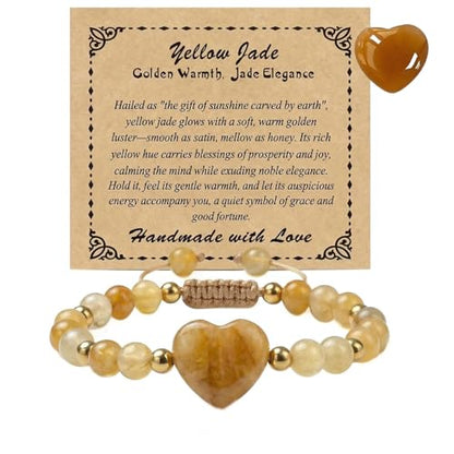 Heart Crystal Bracelet,Natural Gemstone Healing Bead Bracelet | Handmade Jewelry Gifts for Women Men,Graduation Gift for Her - color: Topaz Bracelet