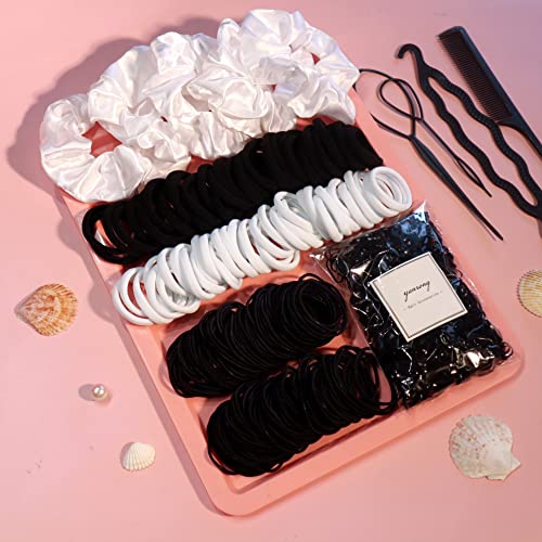 YANRONG 755PCS Hair Accessories for Woman Set Seamless Ponytail Holders Variety Hair Scrunchies Hair Bands Scrunchy Hair Ties 759 Piece Set - color: 755PCS（Black White）