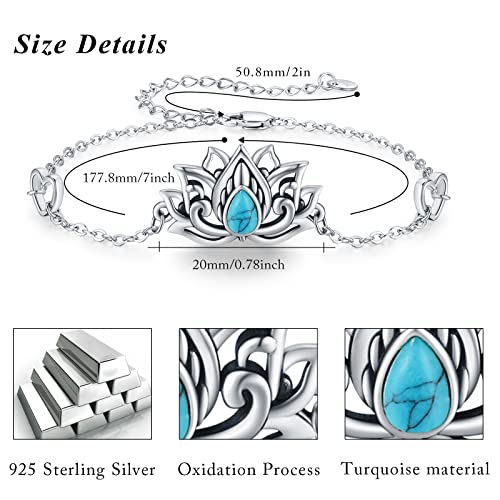 925 Sterling Silver Bohemia Hawaiian Beach Mermaid Floral Bracelet Birthday Graduation Gifts for Women with Gifts Box - style: 23A-Lotus (Turquoise )