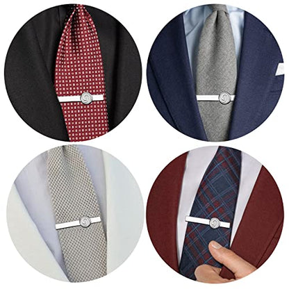 AMITER 26 Letters Tie Clip and Cufflinks for Men, Initial Tie Bar & Cuff Links Set Necktie Clip for Business, Wedding, Anniversary - color: G (tie clip)