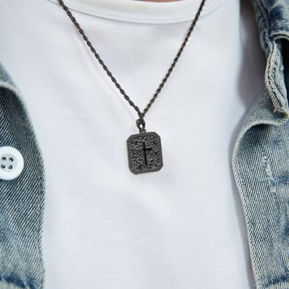 ASUWISH Gold Initial Necklaces for Men and Women, 18K Gold Plated Letter A-Z Cross Pendant with Adjustable Rope Chain, Letter Necklace for Women and Men - color: K, style: Black