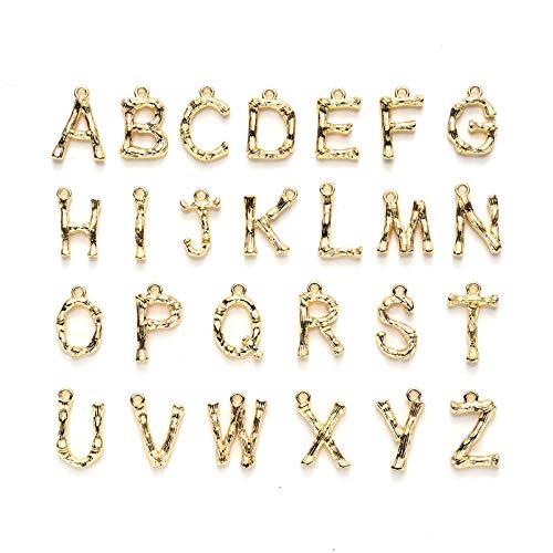 Craftdady Letter Charms Capital Pendants Mixed A-Z Initial Letter Number Charms DIY Bracelet Necklace Pendants for Jewelry Making, Gold, Antique Silver, Platinum - color: 18K Gold A