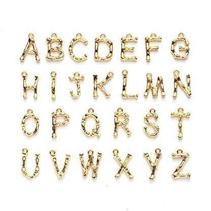 Craftdady Letter Charms Capital Pendants Mixed A-Z Initial Letter Number Charms DIY Bracelet Necklace Pendants for Jewelry Making, Gold, Antique Silver, Platinum - color: 18K Gold A