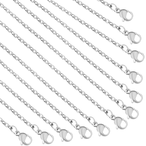 Topacket 24Pcs Necklace Chains Bulk,Stainless Steel Chains,16Inch | Chains for Jewelry Making,Thin Cable Link Necklace Chains,Finished Chains,ideal for DIY,Activities,Crafts,Gift - color: Silver, size: 16inches