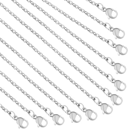 Topacket 24 Pack Necklace Chains Bulk,Stainless Steel DIY Cable Link Chains for Jewelry Making 22 Inches - color: Silver, size: 22inches