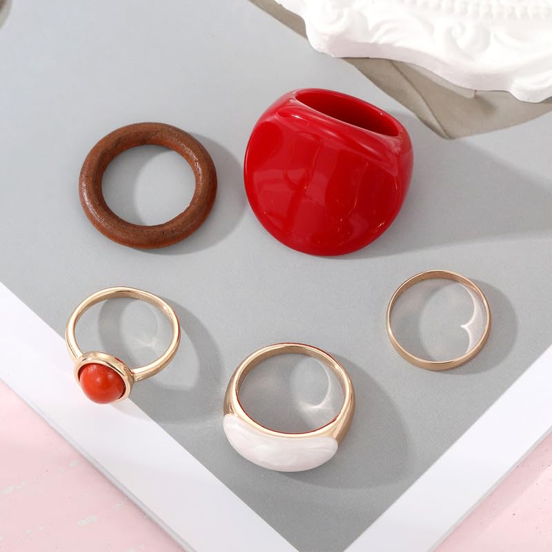 Chunky Stackable Rings Set For Women Open Adjustable Bold Thick Geometric Knuckle Rings Minimalist Statement Jewelry Gift - style: boho style