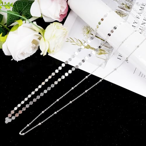 2 Pcs Gold Silver Waist Chain for Women, Layered Belly Chains, Adjustable Beaded & Sequin Waist Beads Body Chain Belt, Dainty Summer Beach Jewelry for Bikini Party Rave Outfits Gift - color: Silver