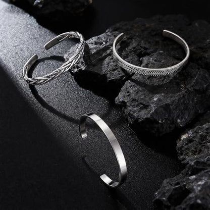 RIOSO 4Pcs Men's Cuff Bracelets Cuff Bracelet Leaves Pattern Twisted Open Cuff Bracelet