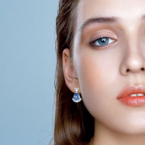 Birthstone Teardrop Crystal Stud Earrings for Women 925 Sterling Silver Solitaire Studs Halo Earrings for Birthday Gifts Teardrop Earrings for women - style: I September
