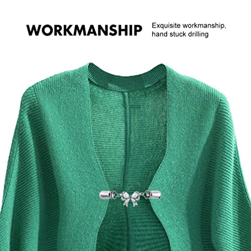 Vintage Sweater Shawl Clips Buckle: 2pcs Retro Bows Cardigan Collar Dresses Clips Antique Shirt Brooch Clasps for Girl Women