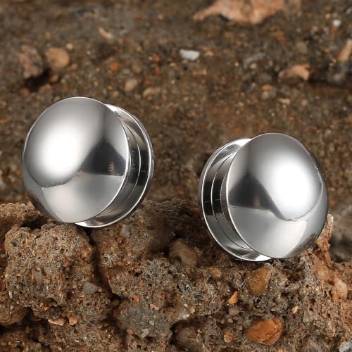 Casvort 2 PCS Hypoallergenic 0G-1" Cute Timeless Smooth Ball Screw Ear Gauges 316 Surgical Stainless Steel Fashion Ear Gauges Earrings Expander Women Piercing Body Jewelry - color: Silver, size: 12 mm