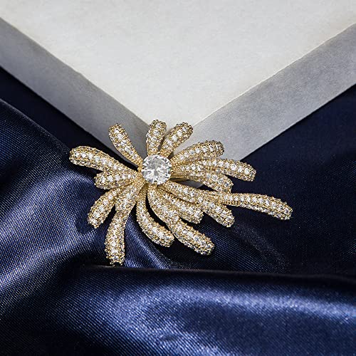 Brooches for Women, Shiny Cubic Zirconia Brooch Pins for Women Fashion Brooch Pin Broach Jewelry Gift - color: Firework