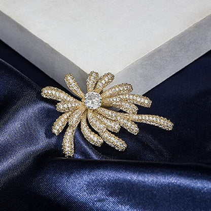Brooches for Women, Shiny Cubic Zirconia Brooch Pins for Women Fashion Brooch Pin Broach Jewelry Gift - color: Firework