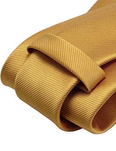 GUSLESON 3.15"（8cm） Solid Color Necktie and Pocket Square Cufflinks Sets For Men + Gift Box - color: Goldenrod