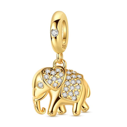 925 Sterling Silver Charms for Bracelets and Necklaces Lipstick and Perfume High Heels Dangle Pendants Heart Butterfly Bead Charms Halloween Christmas Gift for Womens - style: Gold Sparkling Elephant Charm