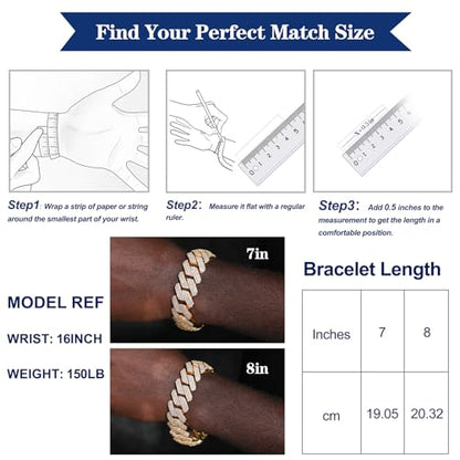 Ucciyo 30MM/25MM Cuban Link Chain for Men, Luxury Iced Out Diamond Chain | Luxurious Diamond-Simulated, Large Miami Cuban Style, 18K Gold Plated - color: Gold-18MM, size: 7.5 Inch