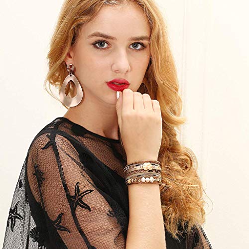 GelConnie Leather Wrap Bracelet Boho Cuff Bracelets Crystal Leather Bracelet Magnetic Multi Strand Bracelets Bohemian Bracelet Leather Wristbands Bangle Jewelry for Women Teen Wife Mother - color: Heart leather bracelet