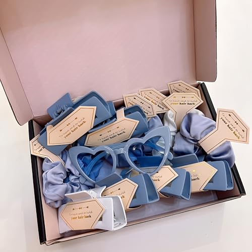 Bridesmaid Scrunchies Proposal Gifts Bachelorette Hair Claws Clips women heart sunglasses for Wedding Party Favors (36pcs Dusty Blue) - color: 36pcs Dusty Blue