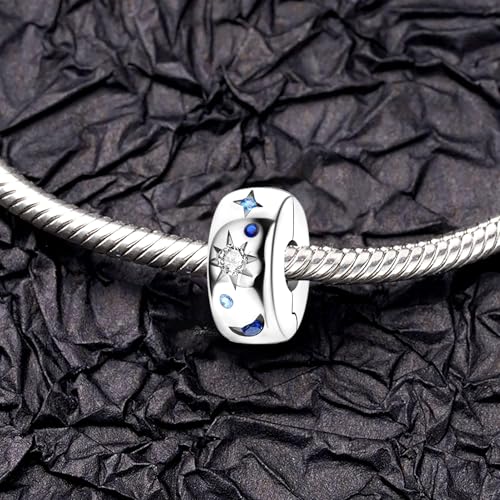Moon Star Clip Spacer Charm Lock Stopper Bead for Pandora Bracelet Present