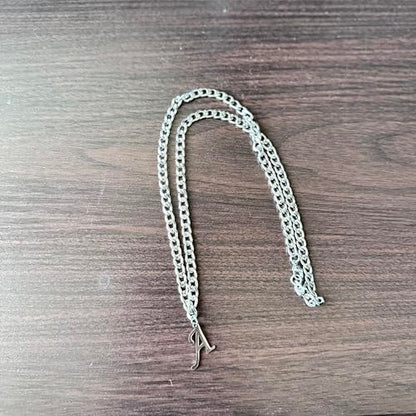 Stainless Steel Initial A-Z Necklace for Men Women,Cuban Chain,Titanium Steel Initial Letter Pendant Charm Necklaces Accessories Jewelry for Woman Man,21 Inch Chain - color: A