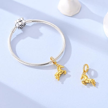 925 Sterling Silver Charms for Bracelets and Necklaces Beads Jewelry Charms for Women - color: Gold Horse Charm