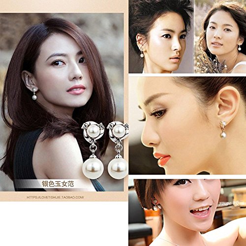 Clip On Earring For Women Pearl Non Pierced Clip Earrings - color: clip-on silver