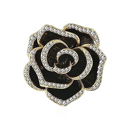 Women Camellia Flower Pearl Enamel Brooch Pins for Ladies Jewelry Fashion - color: E