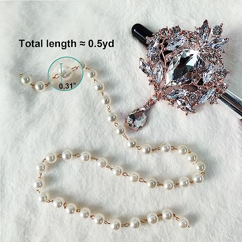 Rhinestone Brooches Crystal Brooch Pins, Pearl Crystal Wedding Bouquet kit Set - color: Rose Gold-14pcs