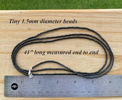 Kathy Bankston Handmade Black Seed Bead Wrap Bracelet with Sterling Silver or Yellow Gold Filled Clasp