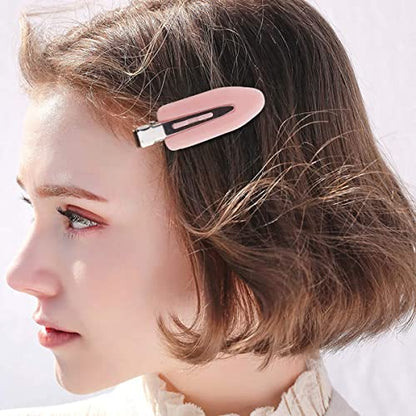 10Pcs Mini Snap Hair Clips for Bangs, No Bend Styling Barrettes, Thin Oval Sectioning Clips, Acrylic Coated Metal Hairpins for Makeup and Daily Use, Mix Color Set