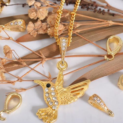 stino 10PCs Small Pendant Bail Clasps for Jewelry (14K Gold Plated) | 10 Pack, Jewelry Connectors, Necklace Bails ,Secure, Jewelry Making - color: 14K Gold Plated