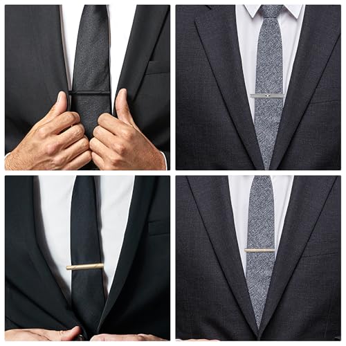 wynameleri Tie Pins for Men Silver Black 3 Pcs 10 PCS Short Tie Clip Set 2.3, 2.4 Inch Business Shirt Necktie Pinch for Men - color: B0310018