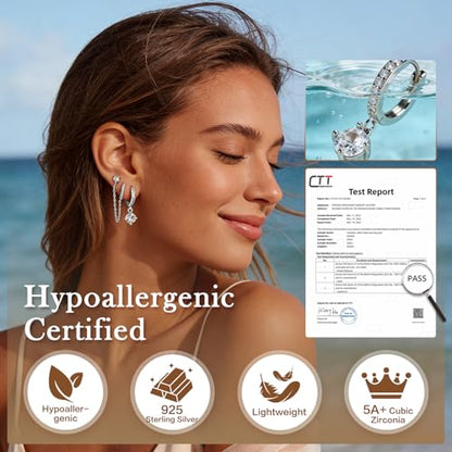 14K Gold Hoop Dangle Stud Earrings Surgical Steel Helix Piercing | Hypoallergenic,Cubic Zirconia,3 Pairs Huggie Hoop Set for Women,Dangle Stud,Cartilage Tragus Conch Earring,Jewelry Gift - color: L3-Silver Chain Earrings