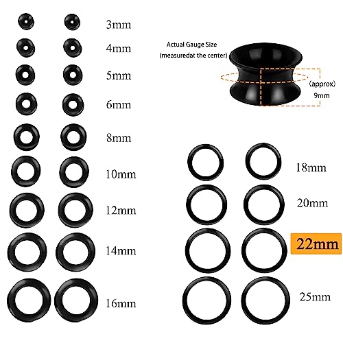 Xpircn 30Pcs Silicone Ear Gauges Flexible Ear Tunnels Plugs Stretchers Expander Double Flared Flesh Ear Piercing Jewelry for Women Men - style: Gauge:7/8"(22mm)
