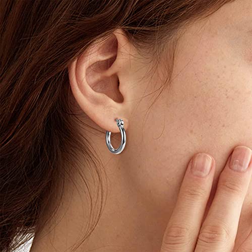 Jstyle Stainless Steel Hoop Earrings for Women Hypoallergenic Hoops Stack | Earrings for Sensitive Ears, Secure Click Clasps, Silver/Gold/Rose Gold, 10mm 15mm 20mm Small Medium Large Loop Earrings Set - size: 10 mm (0.39 inches)