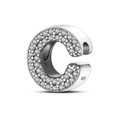 A-Z Alphabet Letter Name Initial Tag Personalized Monogram Surname Birthday Bead Pendant 925 Sterling Silver Dangle Compatible With Pandora Moments Charm Bracelet - style: C Letter Initial Name Alphabet