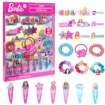 Barbie Hair Accessories Set with Hair Clips, Bows & Scrunchies - color: Barbie