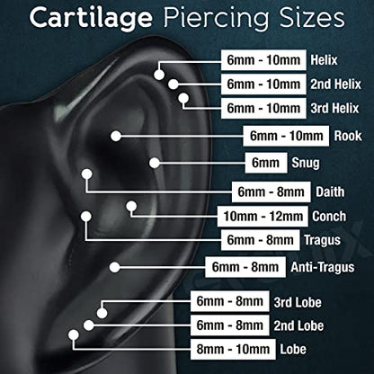 2pc Curved Barbell Daith Rook Conch Labret Helix Lip Ring Tragus Eyebrow Cartilage (choose Color, Gauge, Length) - color: Rosegold - 6mm (1/4) - 16g