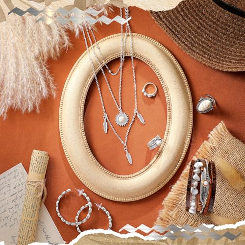 Ecally Bohemian Western Jewelry Turquoise Set Women Country Pendant Long Choker Layered Bracelets Earrings Ring for Women - color: White, style: Bohemia