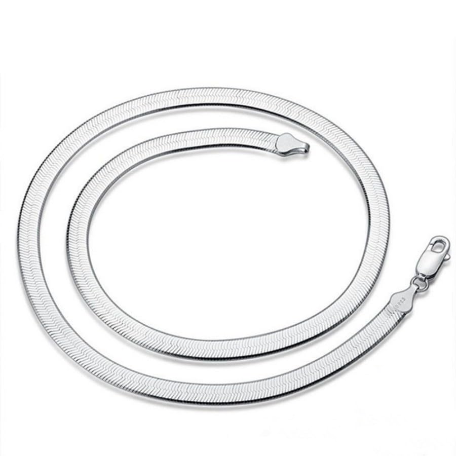 Minimalist 4MM Snake Bone Chain Necklace - 925 Sterling Silver Herringbone Flat Magic Chain for Men Women - Short Collarbone Blade Chain 20 Inches - size: 20 inches