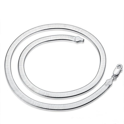 Minimalist 4MM Snake Bone Chain Necklace - 925 Sterling Silver Herringbone Flat Magic Chain for Men Women - Short Collarbone Blade Chain 20 Inches - size: 20 inches