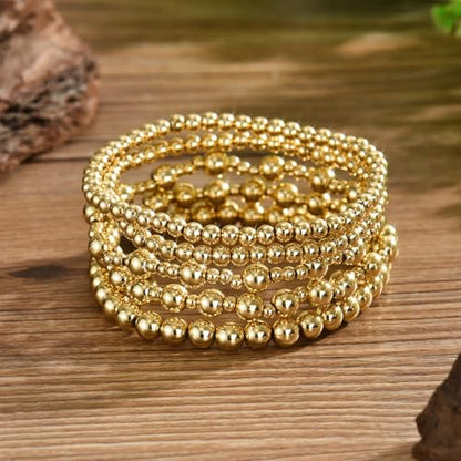 LOTSOF Bohemia Multilayer Beaded Bracelet Set, Turquoise Resin Colorful Surfer Heishi Style Elastic Spring Clasp Friendship Elastic Wristbands Summer Beach Boho Vacation Jewelry - color: Golden