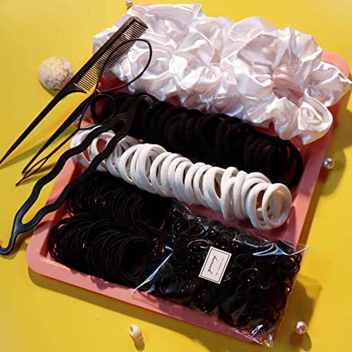 YANRONG 755PCS Hair Accessories for Woman Set Seamless Ponytail Holders Variety Hair Scrunchies Hair Bands Scrunchy Hair Ties 759 Piece Set - color: 755PCS（Black White）