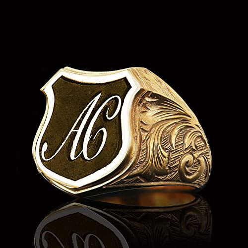 Engraved Initial Signet Ring, Monogram Letter Ring, Handmade Letter Ring, Personalized Gift for Him, Customized Name Ring, Initial Ring