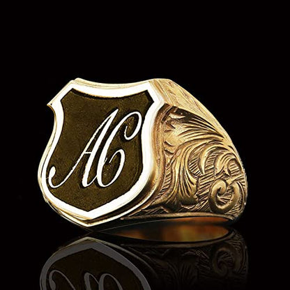 Engraved Initial Signet Ring, Monogram Letter Ring, Handmade Letter Ring, Personalized Gift for Him, Customized Name Ring, Initial Ring
