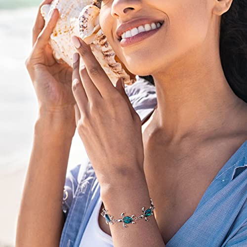 Beach Anklet Bracelet for Women Silver Plated Adjustable Abalone Shell Sea Turtle Dolphin Starfish Sand Dollar Ocean Ankle Bracelet for Women Summer Beach Jewelry - color: Sea Turtle