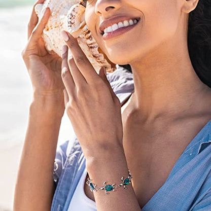 Beach Anklet Bracelet for Women Silver Plated Adjustable Abalone Shell Sea Turtle Dolphin Starfish Sand Dollar Ocean Ankle Bracelet for Women Summer Beach Jewelry - color: Sea Turtle