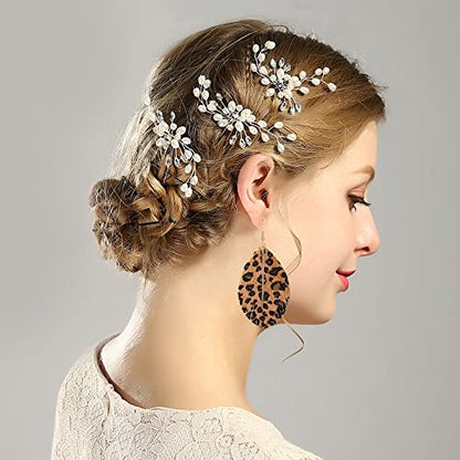 YUNXI Large Genuine Soft Leather Handmade Fringe Feather Lightweight Leaf with Simple Drop Metal Bar Tear Drop Dangle Color Earrings for Women - color: Leopard