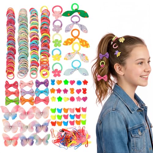 555‑Piece Hair Accessories Set for Women, Elegant Flower & Butterfly Snap Clips, Vibrant Hair Ties and Elastic Bands for Versatile Styling