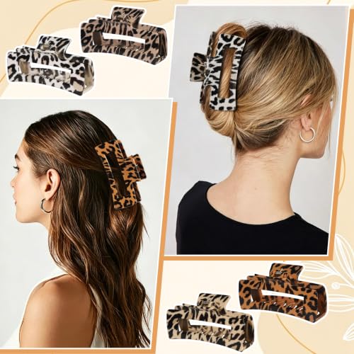 laxizar 4 Pcs Hair Clips 4.1 Inch Claw Clips Leopard Hair Accessories - color: leopard print 4